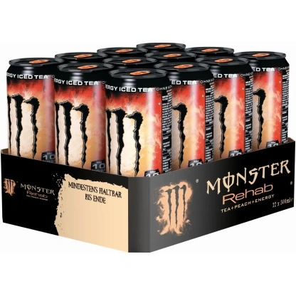 Monster Energy Rehab Iced Tea Peach 12x500ml Can CCEP – Image 3
